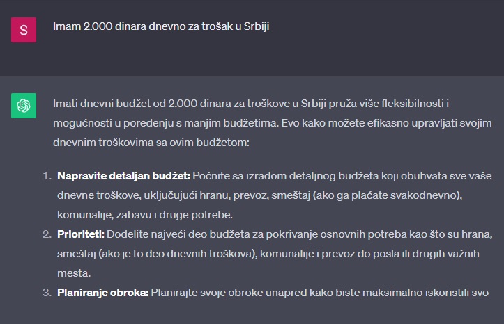 Pitali smo veštačku inteligenciju kako preživeti sa 2.000 dinara dnevno u Srbiji - evo odgovora