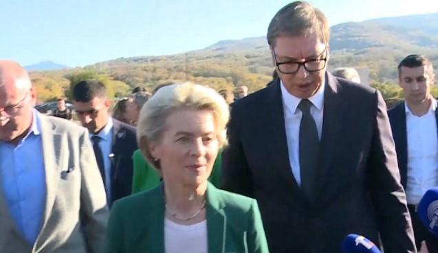 U CILJU UNAPREĐENJA ENERGETSKE BEZBEDNOSTI Predsednik Vučić i Ursula fon de Lajen obišli radove na izgradnji gasnog interkonektora Srbija – Bugarska
