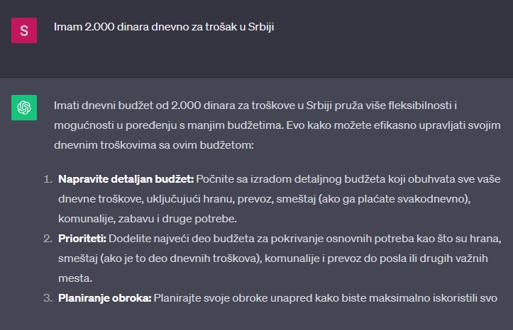 Pitali smo veštačku inteligenciju kako preživeti sa 2.000 dinara dnevno u Srbiji – evo odgovora